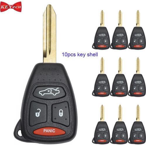 KEYECU 10pcs for Dodge Avenger for Chrysler 200 300 Aspen for Jeep Grand Cherokee Remote Key Shell Case KOBDT04A, OHT692427AA