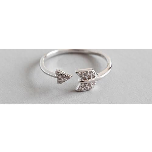 WYJZY Arrow shape mosaic 4A zircon sterling silver opening ring simple sports style ladies jewelry birthday gift preferred