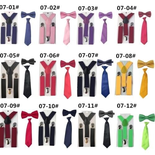 High Quality Baby Boy Toddler Butterfly Bowtie+Suspender Set Solid Color Ties Party TR0007