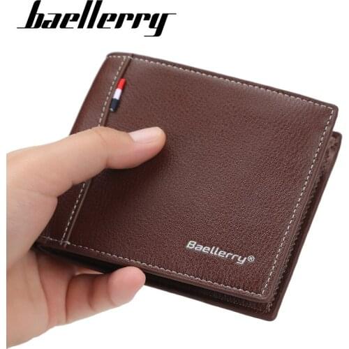 Baellerry Men Horizontal Open Short Wallet New Korean Version Leather Casual Purse Large-capacity Coin Pocket Male Fashion Bag