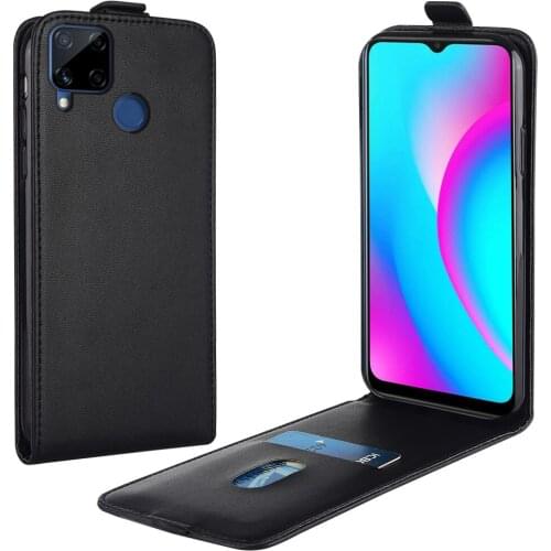 Flip Up and Down Leather Case for Realme C15 RMX2180 RMX2020 RMX2021 Vertical Cover for Realme C15 c15 Case Phone Bag