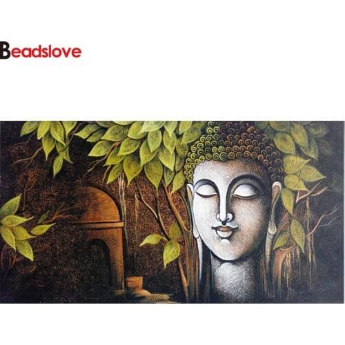 Buddha Leaves full round square diamond embroidery mosaic Diy 5d diamond painting stitch cross rhinestone decoration