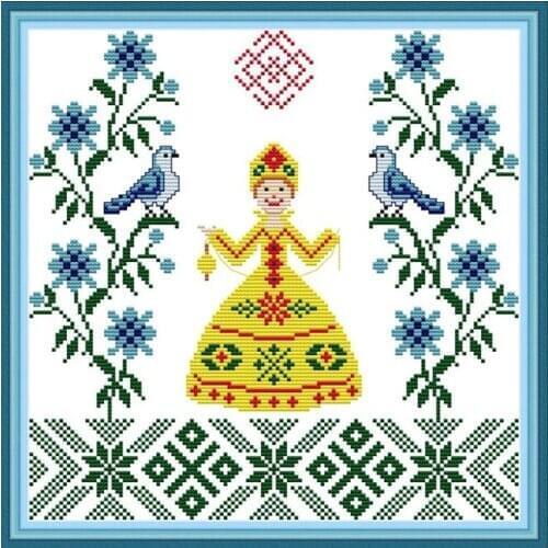 Joy Sunday Cross Stitch Stamped Kits Peace Princess 14CT 11CT Printed Cross Stitch Kits DIY Handmade Embroidery Needlework Sets