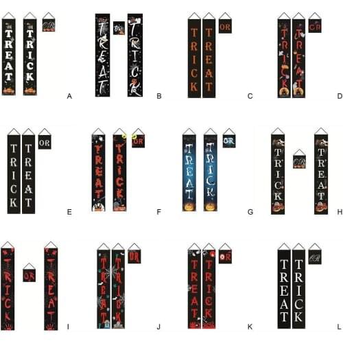 Halloween Decoration Set Trick or Treat Porch Sign Door Banner Curtain Hanging Flag for Home Indoor Outdoor Office Dropship