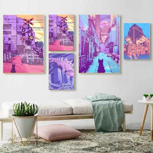 Strange World Wall Art Home Decor Purple City Street Prints Modular Pictures Build Posters Canvas Paintings for Bedroom Artwork