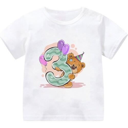 New Childrens Birthday T Shirt Digital Gifts Girls T Shirts Cartoon Harajuku Cute T Shirt Kids Design Round Neck Boys T Shirts