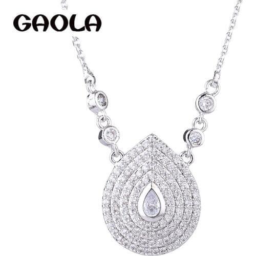 GAOLA New Design Waterdrop Necklaces Pendants Silver Color Cubic Zirconia Jewelry For Women Accessories GLD1306