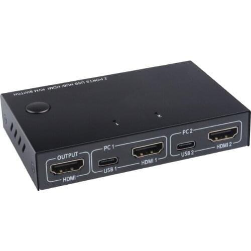 2-Port AM-KVM201CC 10Gbps USB HUB Switch Splitter PC Sharing Keyboard Mouse Printer KVM Switch HDMI-compatible Splitter