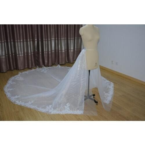 White lace applique detachable train/Detachable cathedral skirt / black wedding skirt/bridal accessory custom size