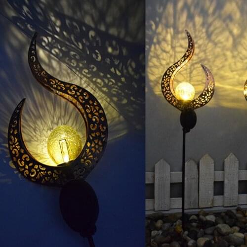 LED Solar Flame Light Sun Moon LED Garden Light Flame Effect Retro Iron Lamp Waterproof Outdoor Garden Landscape Lawn Decor Lamp