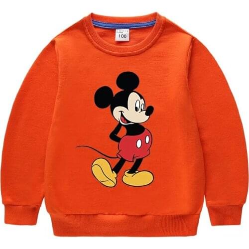 Disney Mickey Mouse Hoodie Cartoon Print Baby Girls Hooded Sweatshirts Childrens Clothes Girls Boys Pullovers Outwear