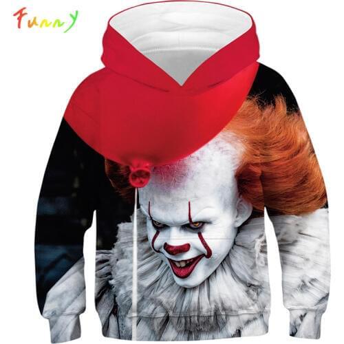 Horror It 3D Printed Hoodies for Boys Girls Sweatshirts Pullovers Long Sleeve Hip Hop Childrens Hoodie Hooded Kids Boys Clothes