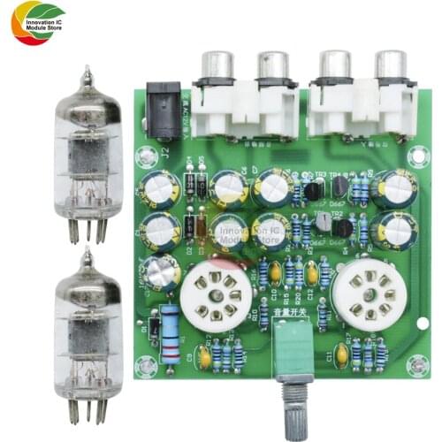 Fever 6J2 Tube Preamp Amplifier Stereo PreAmplifier Board Pre-amp Headphone Amp 6J2 Valve Preamp Bile Buffer AC 12V 1A Knob