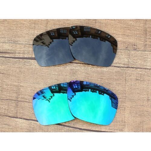 Vonxyz 2 Pairs Stealth Black & Jade Mirror Polarized Replacement Lenses for-Oakley Dispatch 1 Frame
