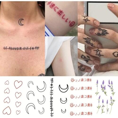 Temporar Tattoo Sticker Red Cute Heart Moon Sun Flower Animal Waterproof Art Water Transfer Fake Tatoo Flash Tatto for Men Women