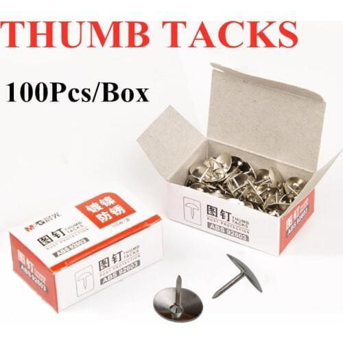 Back Bulletin Board Paper Metal Office 100pcs Thumb Tack Pins Needle Box Message Fixed Bush Rustproof High-quality Abs92603