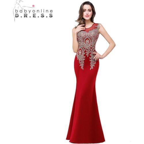 Robe de Soiree Longue 34 Colors Custom Make Golden Lace Mermaid Evening Dress Sexy Illusion Evening Gowns Vestido de Festa