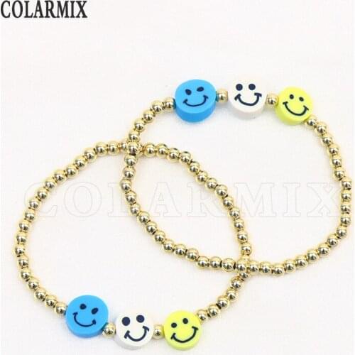 10 Pieces Smile face charms Handmade Gold bead Bracelet Smile Face charms bracelet accessories bracelets for women jewelry 9914