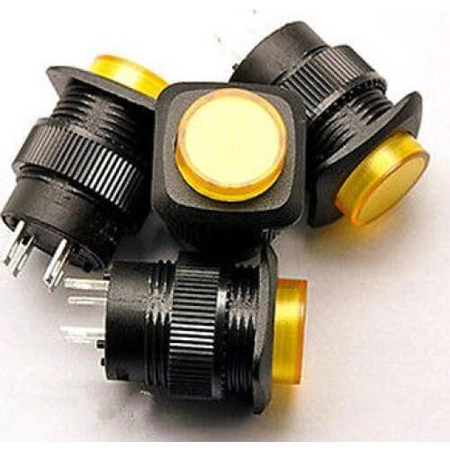 10PCS R16-504AD Self-locking ON/OFF LED Light Latching Push Button Switch Yellow