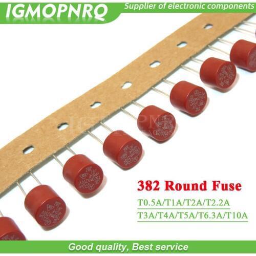 100PCS Cylindrical Fuses T0.5A 500mA 1A 1.6A 2A 2.5A 3.15A 4A 5A 6.3A 250V Slow Fuse 382 LCD TV Power Board Commonly Used 8*8