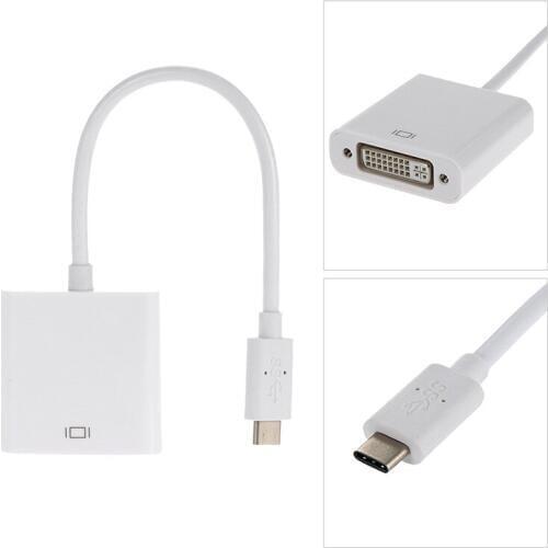 100PCS USB3.1 Male Type-C To DVI Female Display Adapter Support 1080P Video for Apple Macbook Air Pro 2016