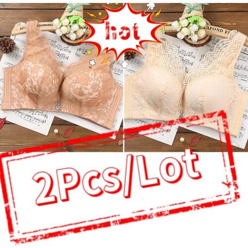 2 Pcs/lot Women Wire Free Bras Full Cup Large Size Underwear Non Padded Lace Bra Female Sexy Lingerie 75-85 90-120 A B C D E F H