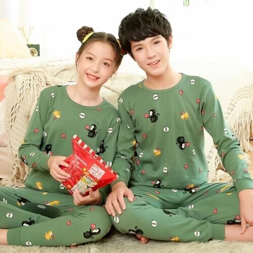 2020 Teenage Pajamas Big Boys Girls Clothes Sleepwear For Children Cotton Night Homewear Teens Pyjamas Kids Long-sleeve Pijamas