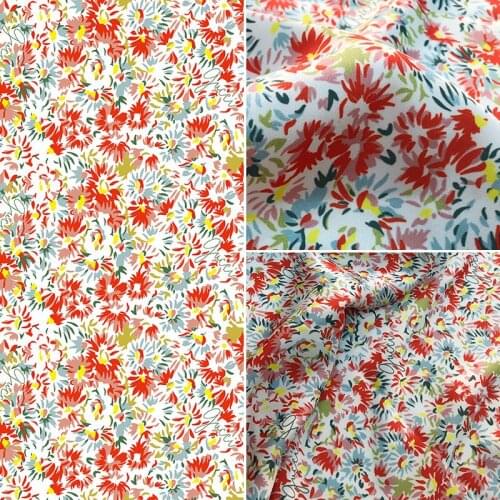 2021 new product European brand silk safflower stretch satin digital printing high-quality fabric spot DIY sewing spring fabric