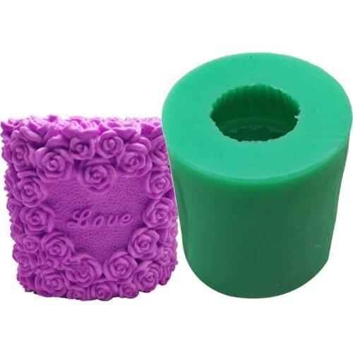 3D Rose Lovely Candle Mold Wedding Silicone Candle Mould Decorating Silicone Mol H58C