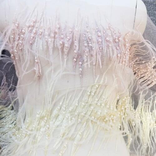 3D Wavy Nude Pink Light Yellow Matte Sequins Bead Embroidery Feather Lace Super Fairy DIY Handmade Accessories
