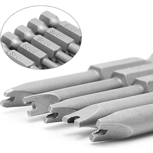5 Pcs 1/4 Inch S2 Hex Magnetic U Shaped Screwdriver Bits Tools 50mm Length U4-U Hand Tools
