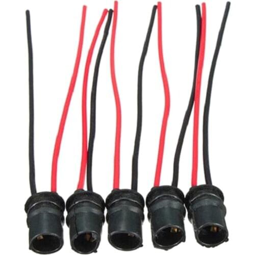 5pcs Auto Bulb Sockets Socket Connector Extension Lamp Holder Black And