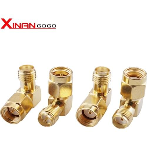 1PCS RF Adapter SMA Male to SMA Female Right angle 90 Degree Gold-Plated RP SMA Male to SMA Coaxail Connector Jack to Plug