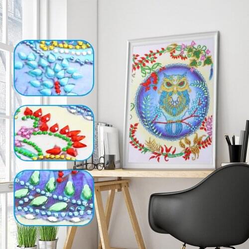 5D Flower Owl Special Shaped Diamond Painting DIY Part Drill Diamond Embroidery Crystal Rhinestone Cross Stitch Art Crafts Gift