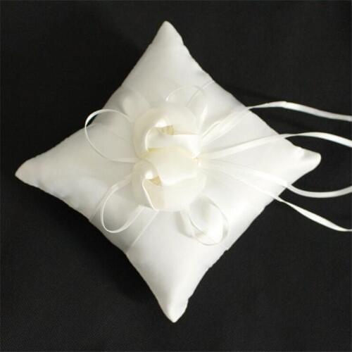 Casamento 1Pc Ivory Satin Wedding Ring Pillow Wedding Party Decoration Supplies Wedding Accessories