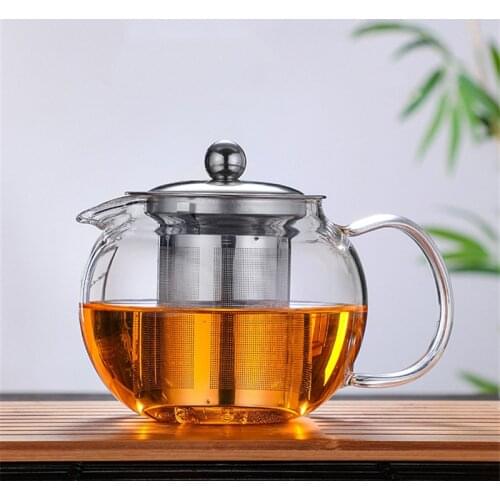 Heat Resistant Glass Teapot With Stainless Steel Infuser Large Capacity Transparent Filter Tea Pot Heatable Home Kung Fu Kettle