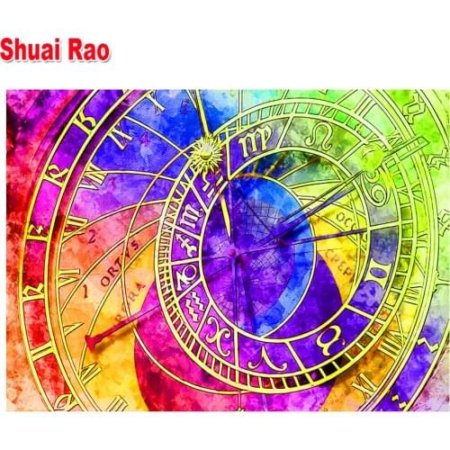 Color Clock diamond embroidery fantasy Abstract Art 5 d diy painting diamond Full Square Round Diamond Mosaic Handmade Gift