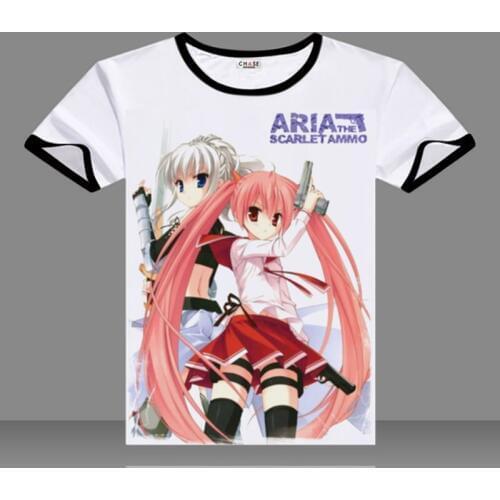 Hidan no aria T-shirts Black O-Neck Kanzaki H Aria Short Sleeve Tops Causal Tees Summer t shirts