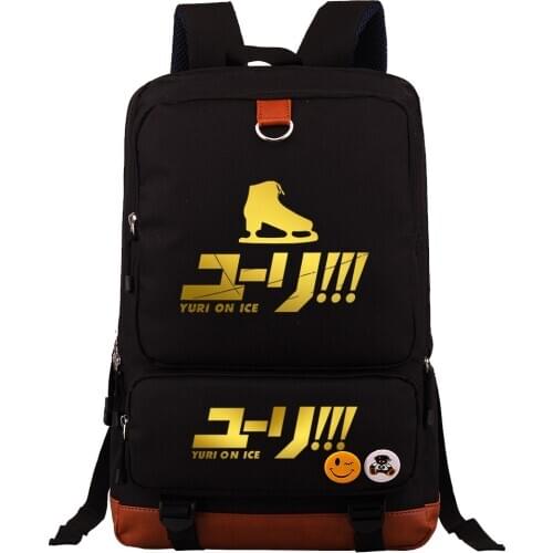 New Gold Anime Yuri On Ice Boys Girl Kids School Book Bags Women Bagpack Teenagers Bookbag Canvas Men Laptop Travel Backpack