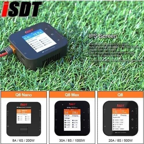 ISDT Q6 Nano 200W/Q8 Lite 500W/Q8 Max 1000W 1-6S/2-8S High Power Lipo Battery Balance Charger for RC FPV Drone