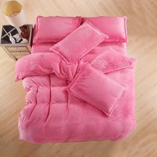 Luxury Autumn Winter Warm Flannel Bedding Sets Fleece Duvet Cover set Fitted Sheet Bed Cloth King Queen Twin Size