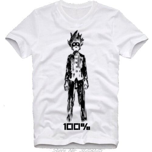 Summer Brand Adults Casual Tee Shirt Mob Psycho 100 Explosion Anime Manga Japan Japanese Loot White Weiss Fitness T-Shirts