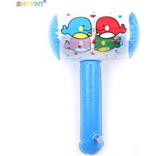 1Pc New Hot Cute Cartoon Inflatable Hammer Air Hammer With Bell Kids Children Blow Up Noise Maker Toys Color Random interesting