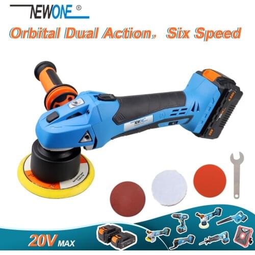 NEWONE 20V MAX Orbital Angle Polisher 9mm/0.35" Variable Speed Sander Orbit Dual Action Car Polisher Auto Detailing Tool Buffer