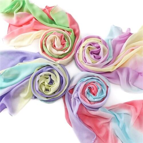 NEW Plain bubble chiffon print rainbow color striped shawls headband beach hijab summer muslim wraps scarves/scarf 10pcs/lot
