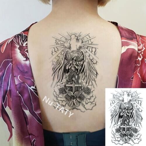 Nu-TATY Waterproof Temporary Sticker Angel cross temporary tattoo sticker,15*21cm Tattoo Stickers,Fake Tatoo Henna Wall Sticker