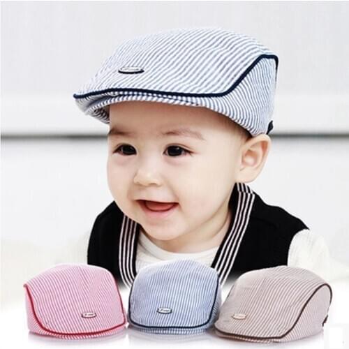 0-2 years Fashion spring baby beret hat kids sonbonnet pink blue coffee 3 colors H-011