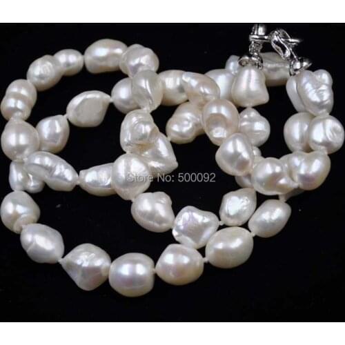 25" long big 10-14mm Baroque pearl necklace free shipping