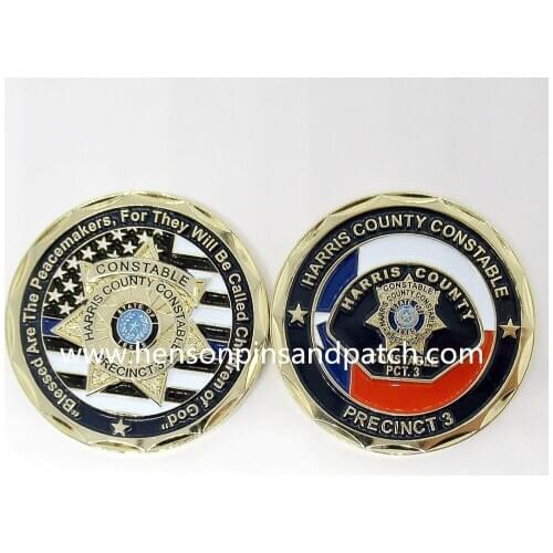 Customized metal gold soft enamel commemoration coin for COUNTY CONSTABLE