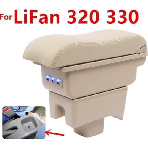 For LiFan 320 330 armrest box central Store content Storage box with cup holder ashtray USB interface 2008-2013